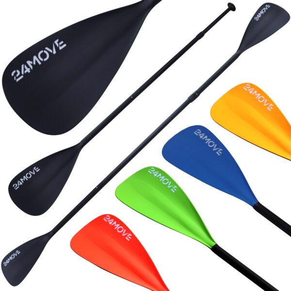 24MOVE® SUP Doppelpaddel für Paddleboards und Kajaks, Stechpaddel für Stand-Up Board schwarz