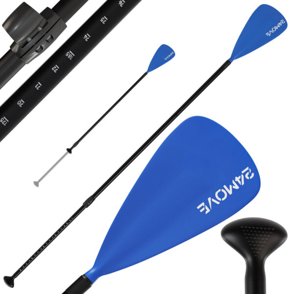 24MOVE® SUP Einzelpaddel für Paddleboards und Kajaks, Stechpaddel für Stand-Up Board blau