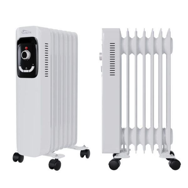 Ölradiator, Elektroheizung TT-OR 207 in weiß mit 7 Rippen und 1500 Watt, drei Heizstufen (600W, 900W, 1500W)