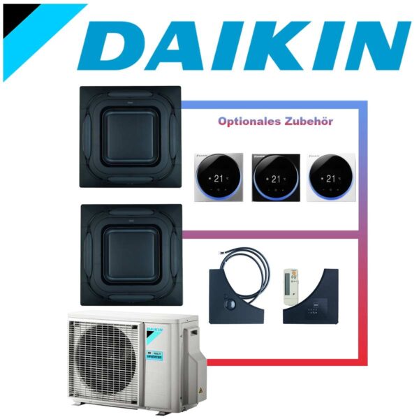 SET DAIKIN 2x Roundflow FCAG 5kW Deckenkassetten Design-Blenden...