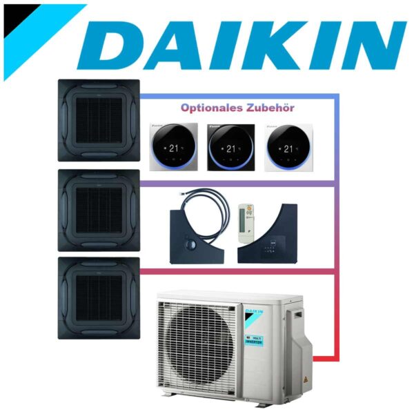 SET DAIKIN 3x Roundflow FCAG 3,5kW Deckenkassetten schwarz inkl....