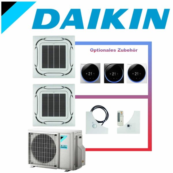 SET DAIKIN 2x Roundflow FCAG 3,5kW Deckenkassetten weiß/grau inkl....