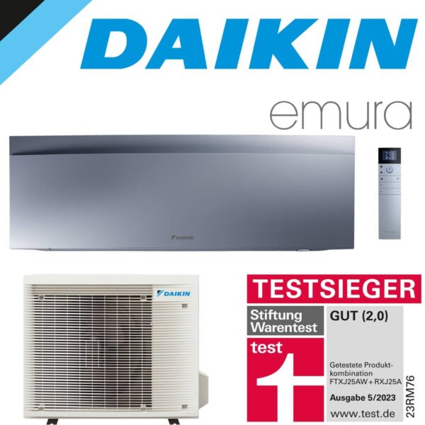 DAIKIN Emura 3 4,2 kW Singlesplit Set | Silber | FTXJ42AS + RXJ42A""