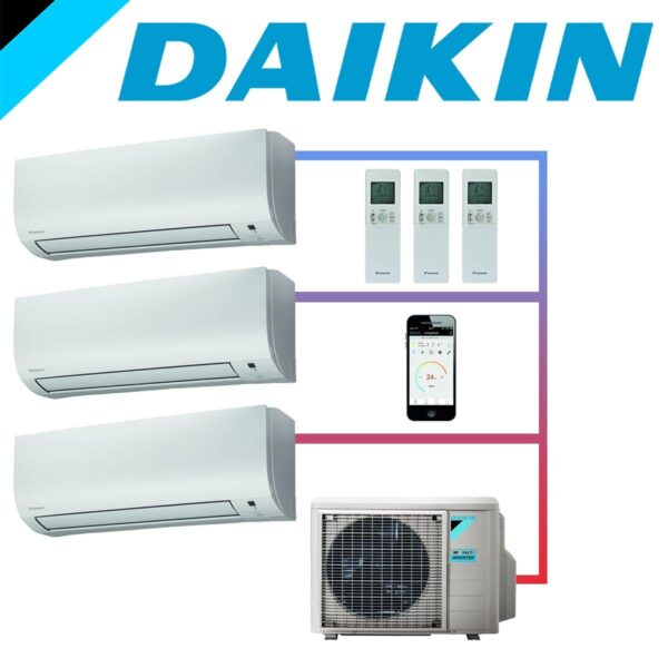 SET DAIKIN Comfora mit 3 Wandgeräten 2,5kW und Außeneinheit 6,8kW""