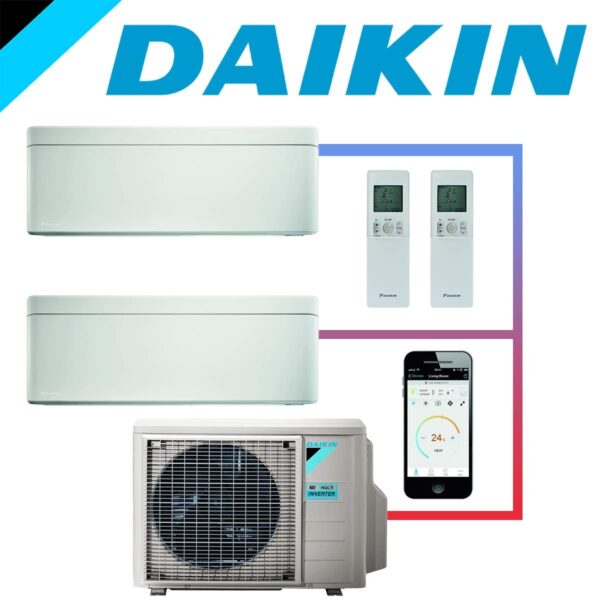 SET DAIKIN STYLISH mit 2 Wandgeräten 4,2 kW Weiß und Außeneinheit...