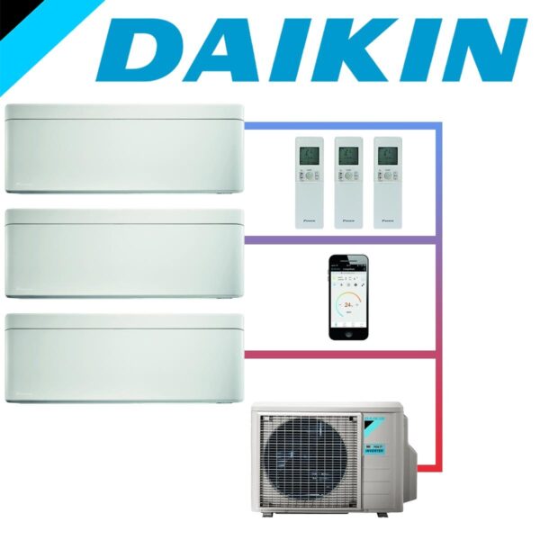 SET DAIKIN STYLISH mit 3 Wandgeräten 3,5 kW Weiß und Außeneinheit...