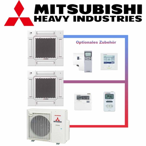 SET MITSUBISHI 2 Deckenkassetten 3,5kW FDTC & Außeneinheit 7,1kW...