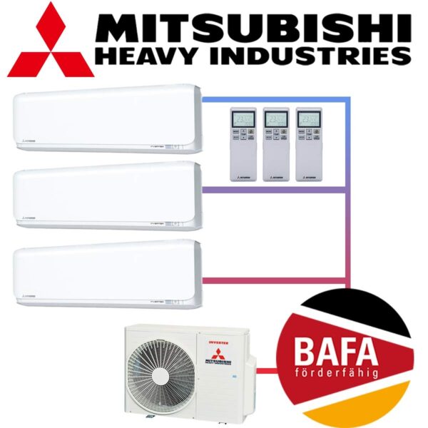 Mitsubishi Heavy Klimaanlage 3x 2,5 kW SRK25ZSX-WF & 6 kW...