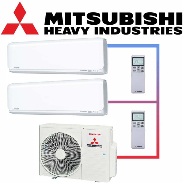 Mitsubishi Heavy Klimaanlage 2x 2,5 kW Wandgerät SRK25ZSX-WF & 5...