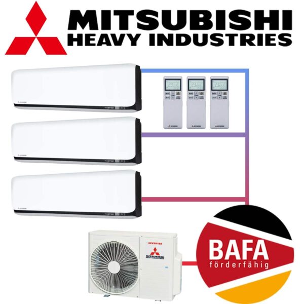 Mitsubishi Heavy Klimaanlage 3x 2,5 kW SRK25ZSX-WFB & 6 kW...