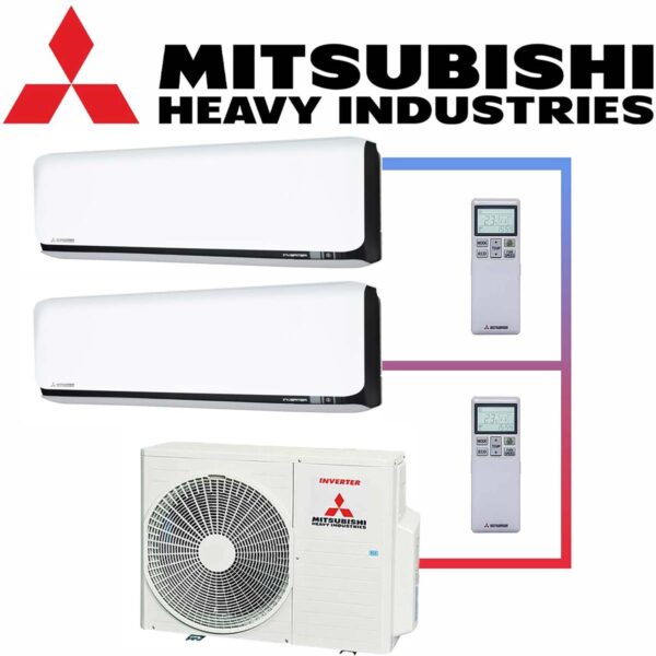 Mitsubishi Heavy Klimaanlage 2x 2,5 kW Wandgerät SRK25ZSX-WFB & 5...