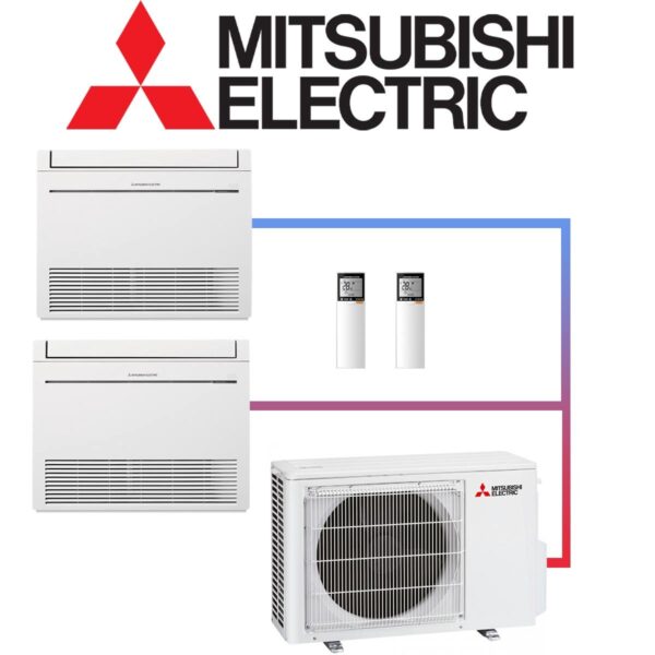 Mitsubishi Electric Set 2x 3,5 kW Truhengerät & 5,3 kW Außengerät...