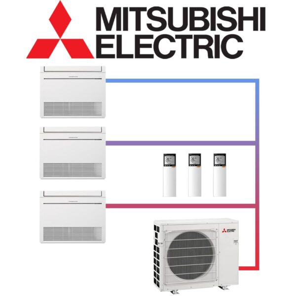 Mitsubishi Electric Set 3x 2,5 kW Truhengerät & 5,4 kW Außengerät...