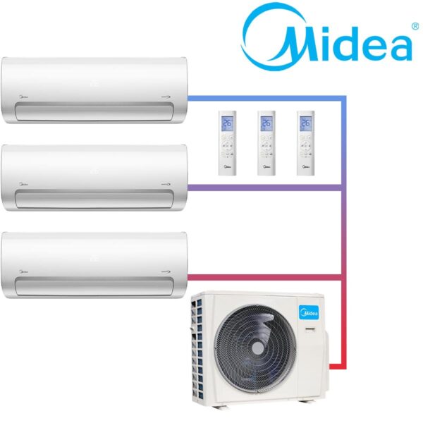 Midea All Easy Pro 12 Klimaanlage mit 3 Wandgeräten 3,5 kW und...