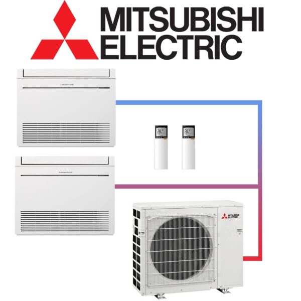 Mitsubishi Electric Set 2x 3,5 kW Truhengerät & 6,8 kW Außengerät...