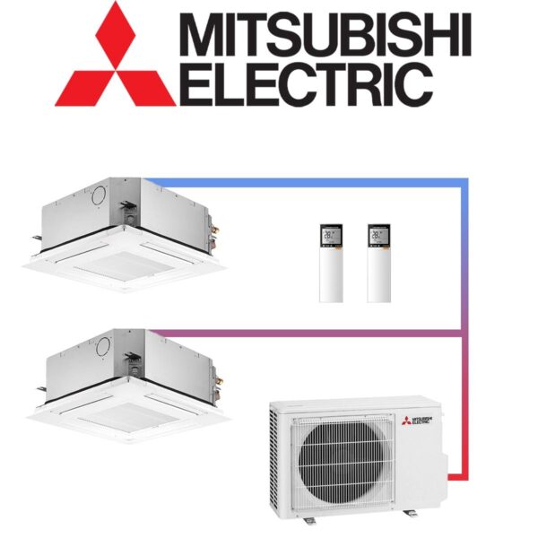 Mitsubishi Electric Klimaanlage 2x 2,5 kW Deckenkassette & 4,2 kW...