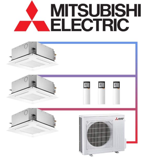 Mitsubishi Electric Klimaanlage 3x 2,5 kW Deckenkassette & 5,4 kW...